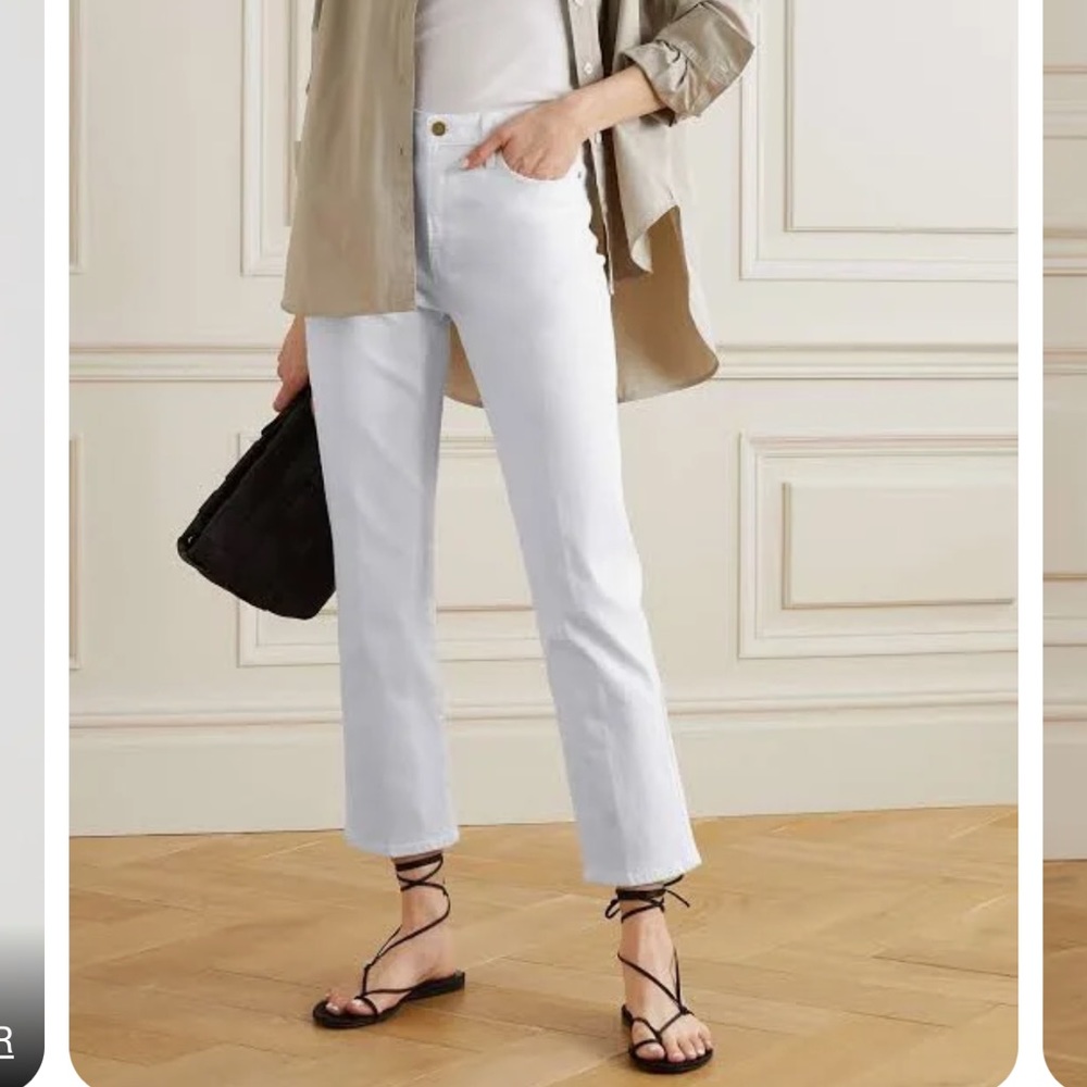 FRAME le High Straight Cropped White Jeans